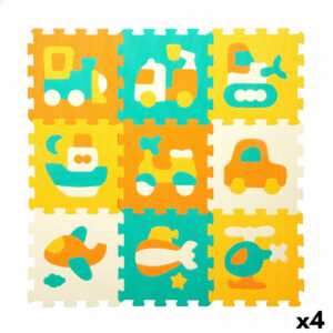 Tappeto Puzzle Colorbaby Multicolore Plastica EVA 90 x 90 cm Veicoli 9 Pezzi (4 Unità)
