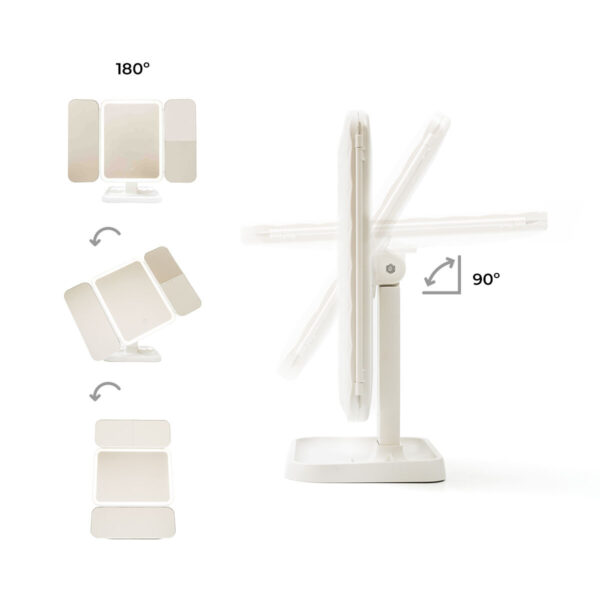 Specchio da Trucco Triptico Ricaricabile con Ingrandimento e Luce LED Miled InnovaGoods