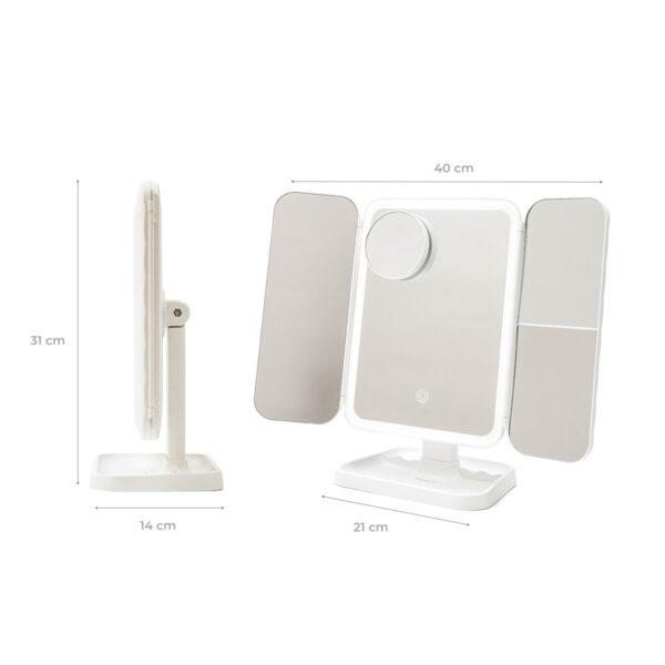 Specchio da Trucco Triptico Ricaricabile con Ingrandimento e Luce LED Miled InnovaGoods